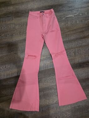 JC JO STRETCH FLARE BARBIE PINK PANTS SIZE M